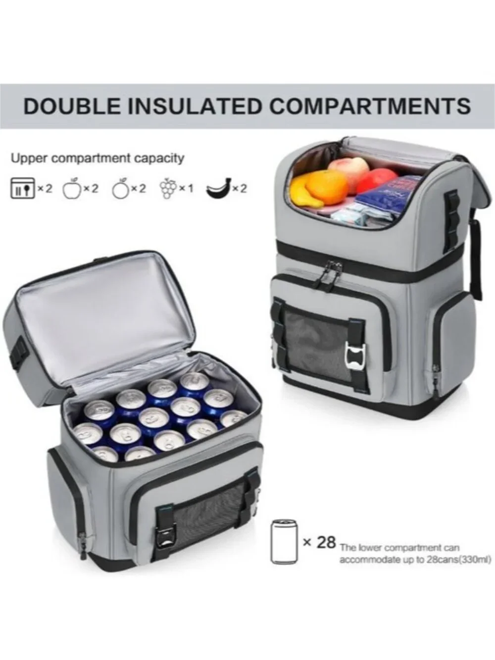 Large Cooler Backpack Insulated Waterproof Double Decker Leak Proof for Beach